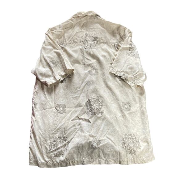 Tommy Bahama 100% Silk Hawaiian Shirt Button Down Cream Print Mens Large - Picture 3 of 7